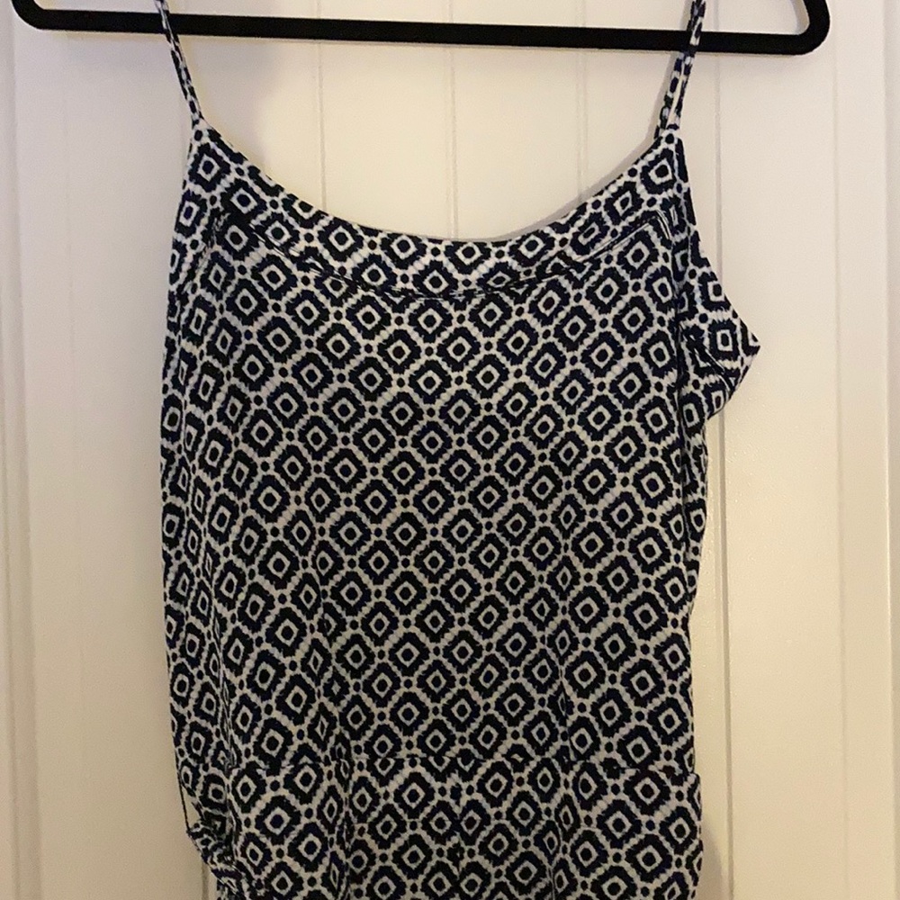 LOFT Navy Patterned Jumpsuit